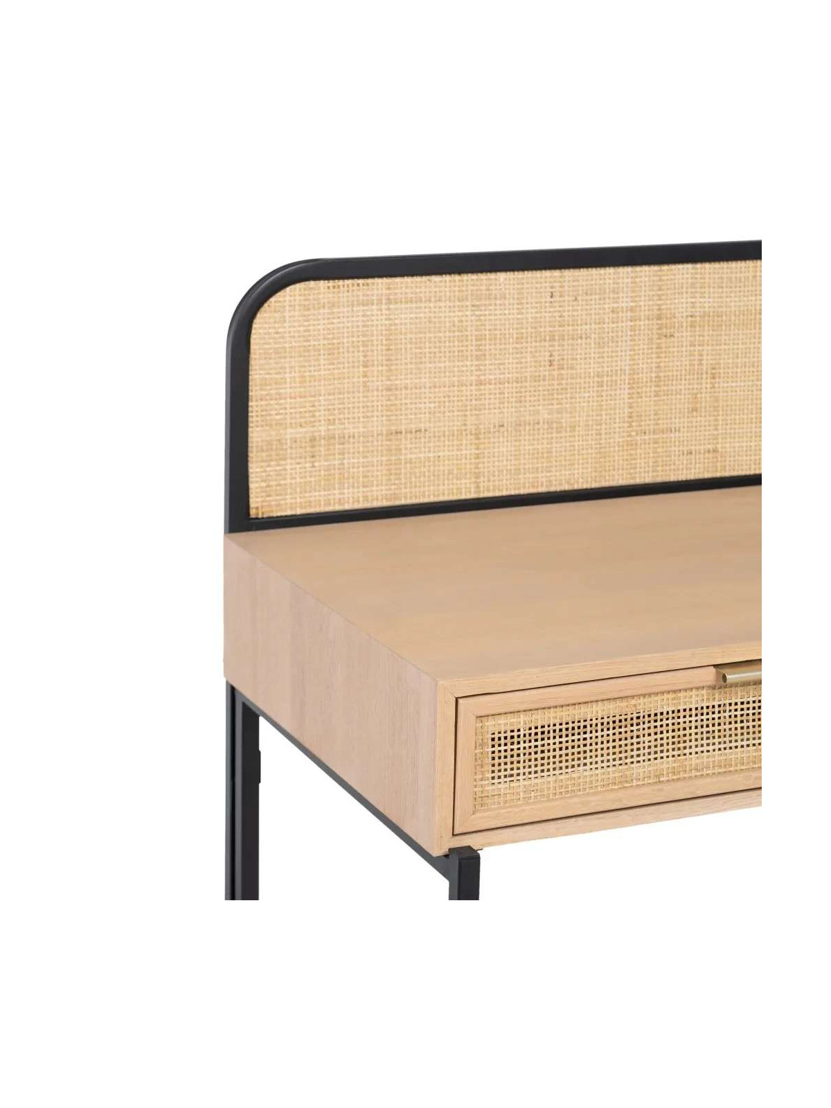 Bureau en bois et cannage
