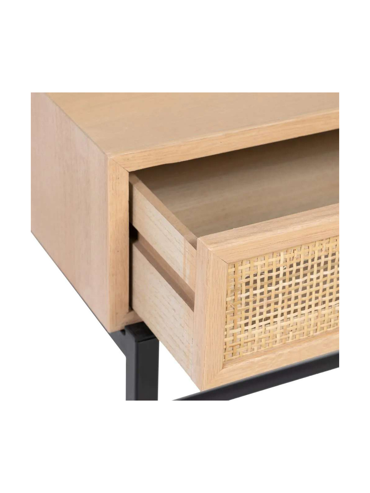 Bureau en bois et cannage