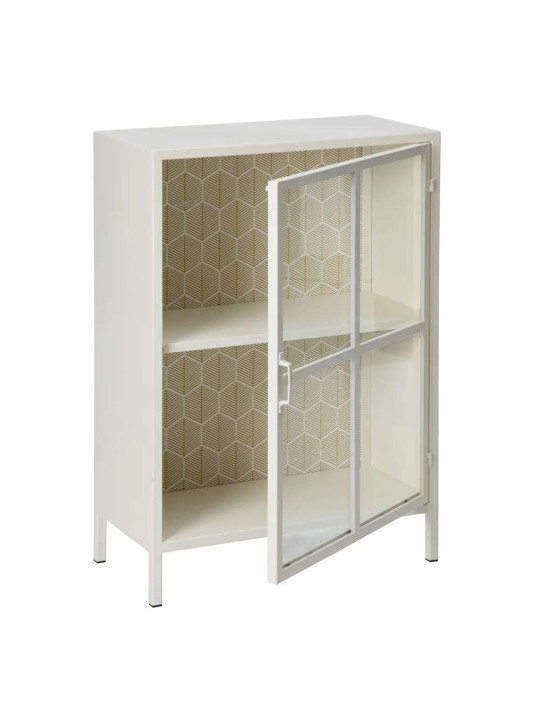 Buffet vitrine 1 portes Lucia en métal blanc Buffet vitrine 1 portes Lucia en métal blanc
