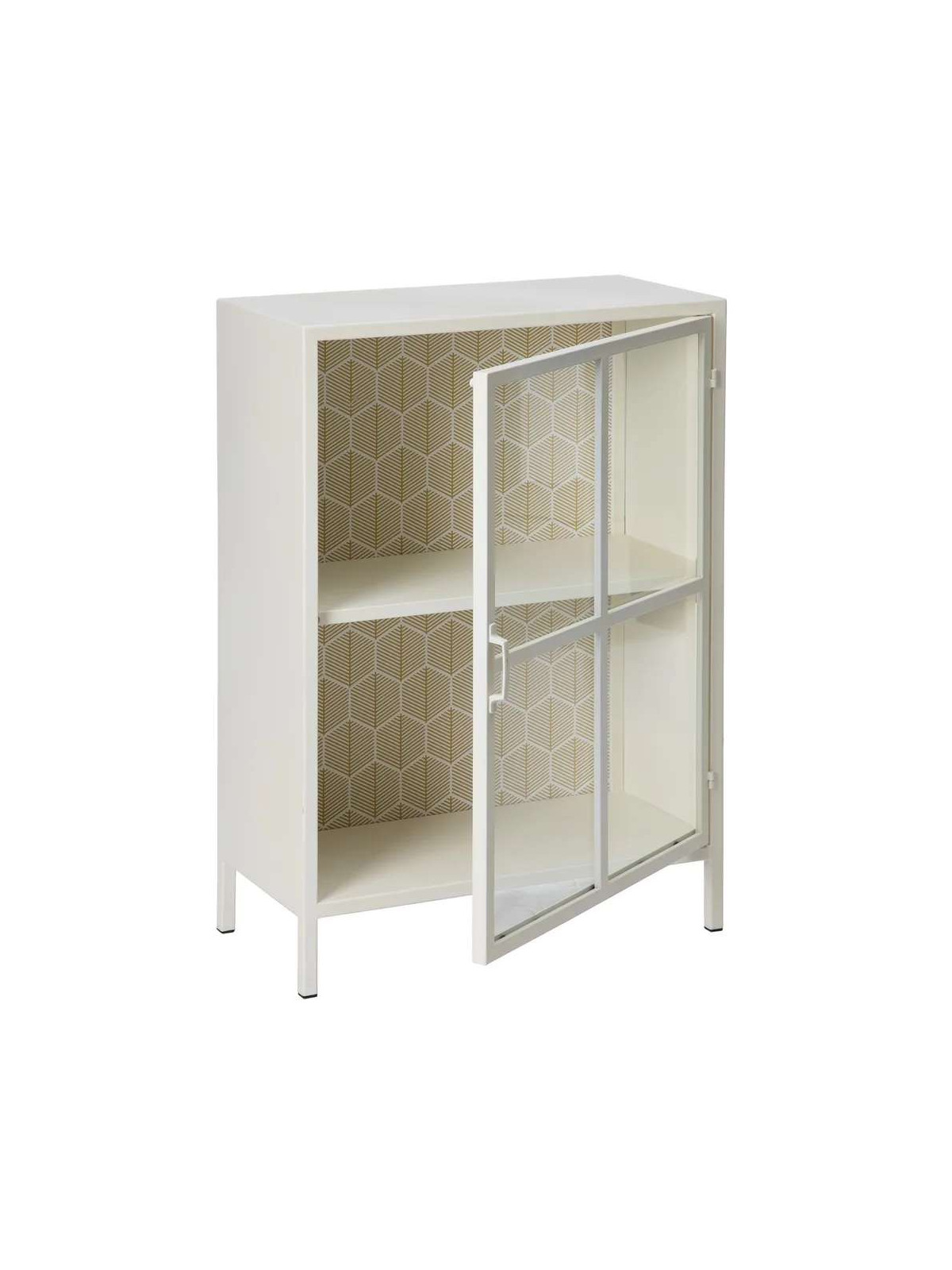 Buffet vitrine 1 portes Lucia en métal blanc