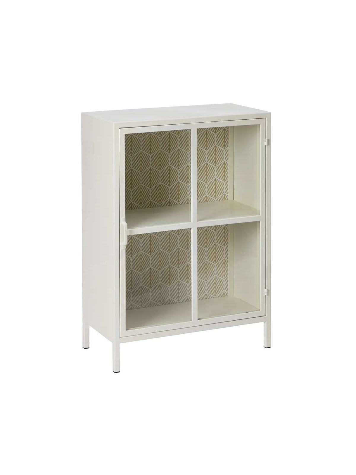 Buffet vitrine 1 portes Lucia en métal blanc