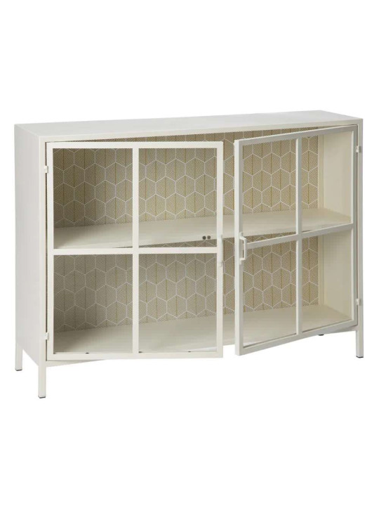 Buffet vitrine 2 portes Lucia en métal blanc Buffet vitrine 2 portes Lucia en métal blanc
