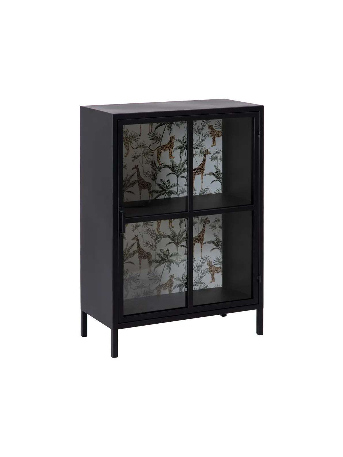 Buffet vitrine Lucia en métal noir