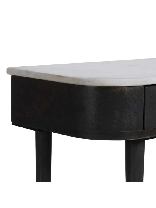 Table de chevet bois de manguier et marbre Table de chevet bois de manguier et marbre