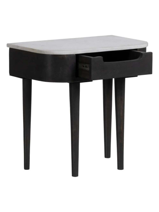Table de chevet bois de manguier et marbre Table de chevet bois de manguier et marbre