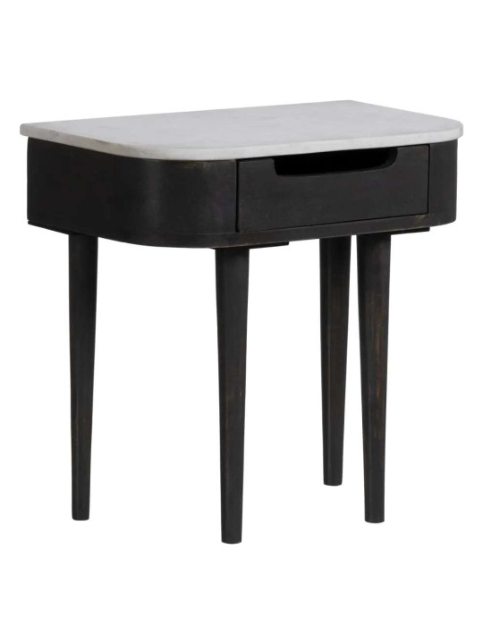 Table de chevet bois de manguier et marbre Table de chevet bois de manguier et marbre