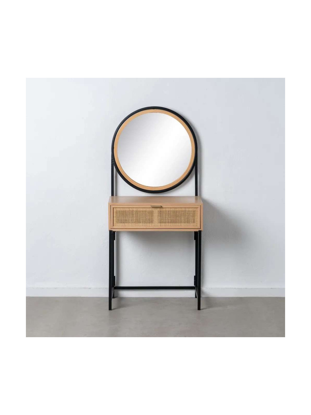 Coiffeuse en bois et cannage