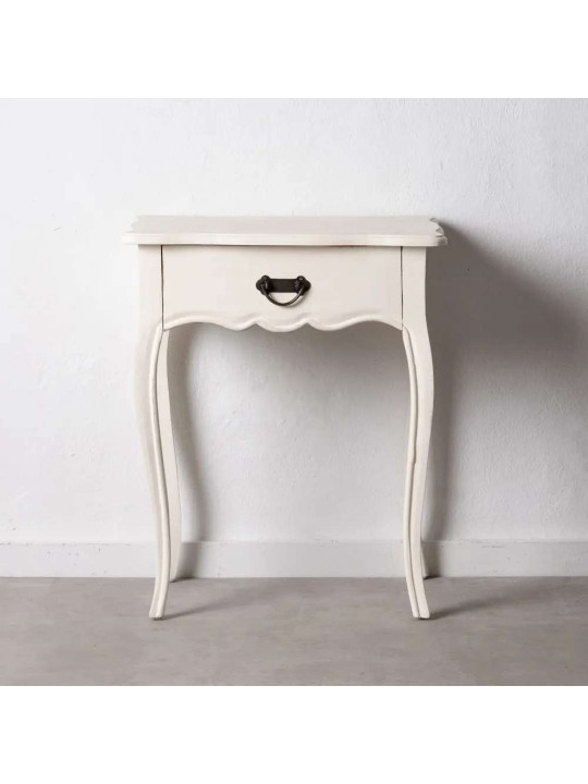 Table de chevet en bois de mindi blanc Table de chevet en bois de mindi blanc