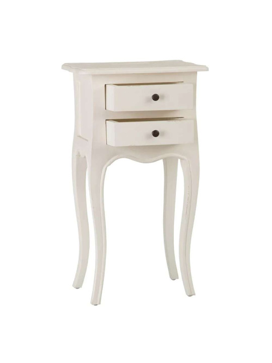 Table de chevet en bois de mindi blanc 2 tiroirs Table de chevet en bois de mindi blanc 2 tiroirs