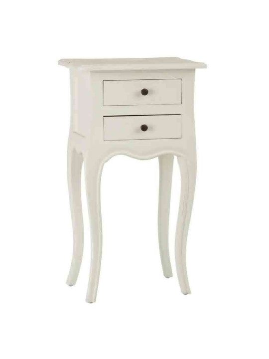 Table de chevet en bois de mindi blanc 2 tiroirs Table de chevet en bois de mindi blanc 2 tiroirs
