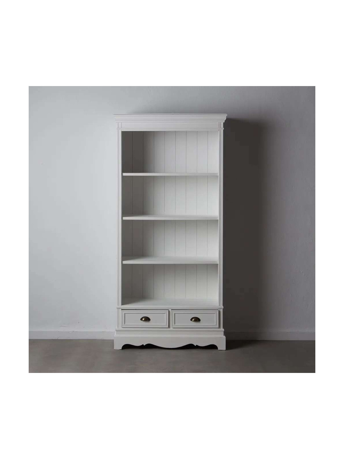 Bibliothèque blanche en bois de paulonia