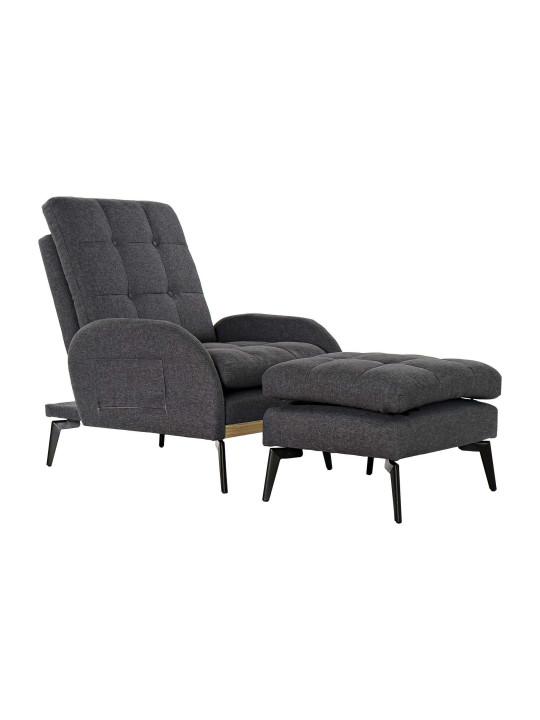 Fauteuil convertible Lydie matelassé gris anthracite Fauteuil convertible Lydie matelassé gris anthracite