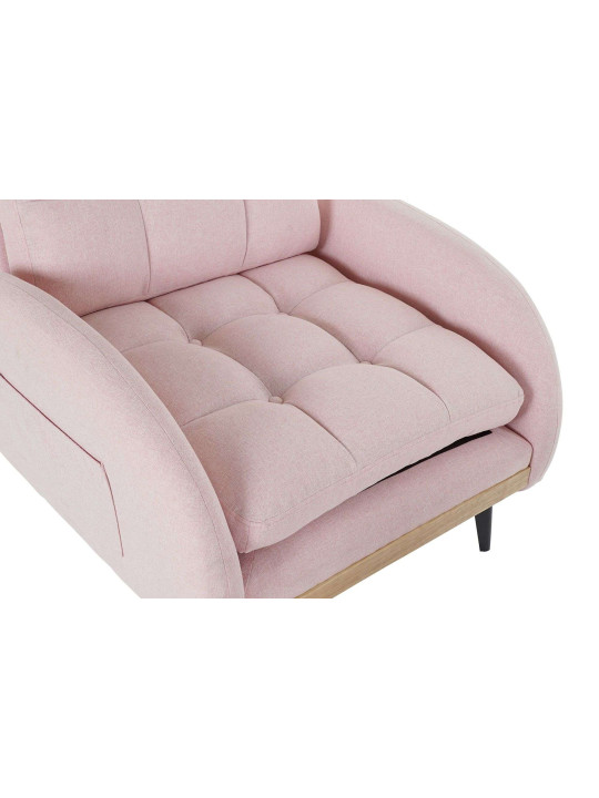 Fauteuil rose poudré style cabriolet bois et pieds fer noir