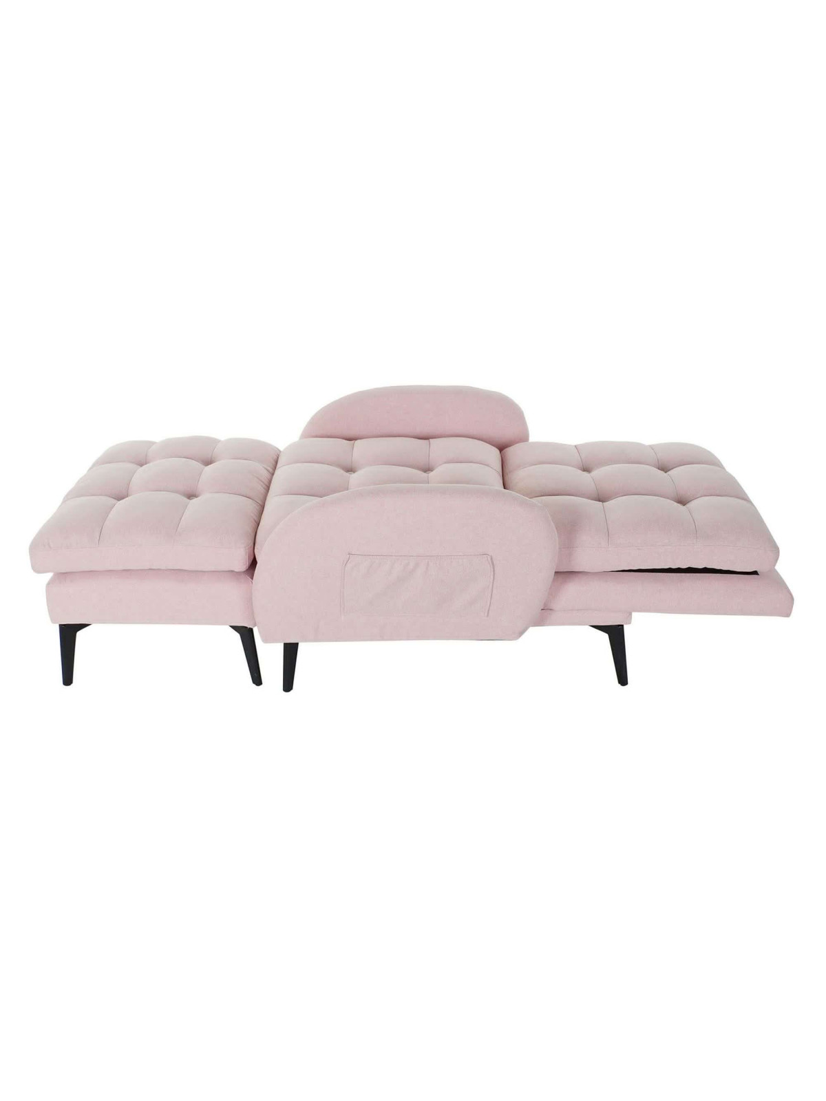 Fauteuil convertible Lydie matelassé rose poudré