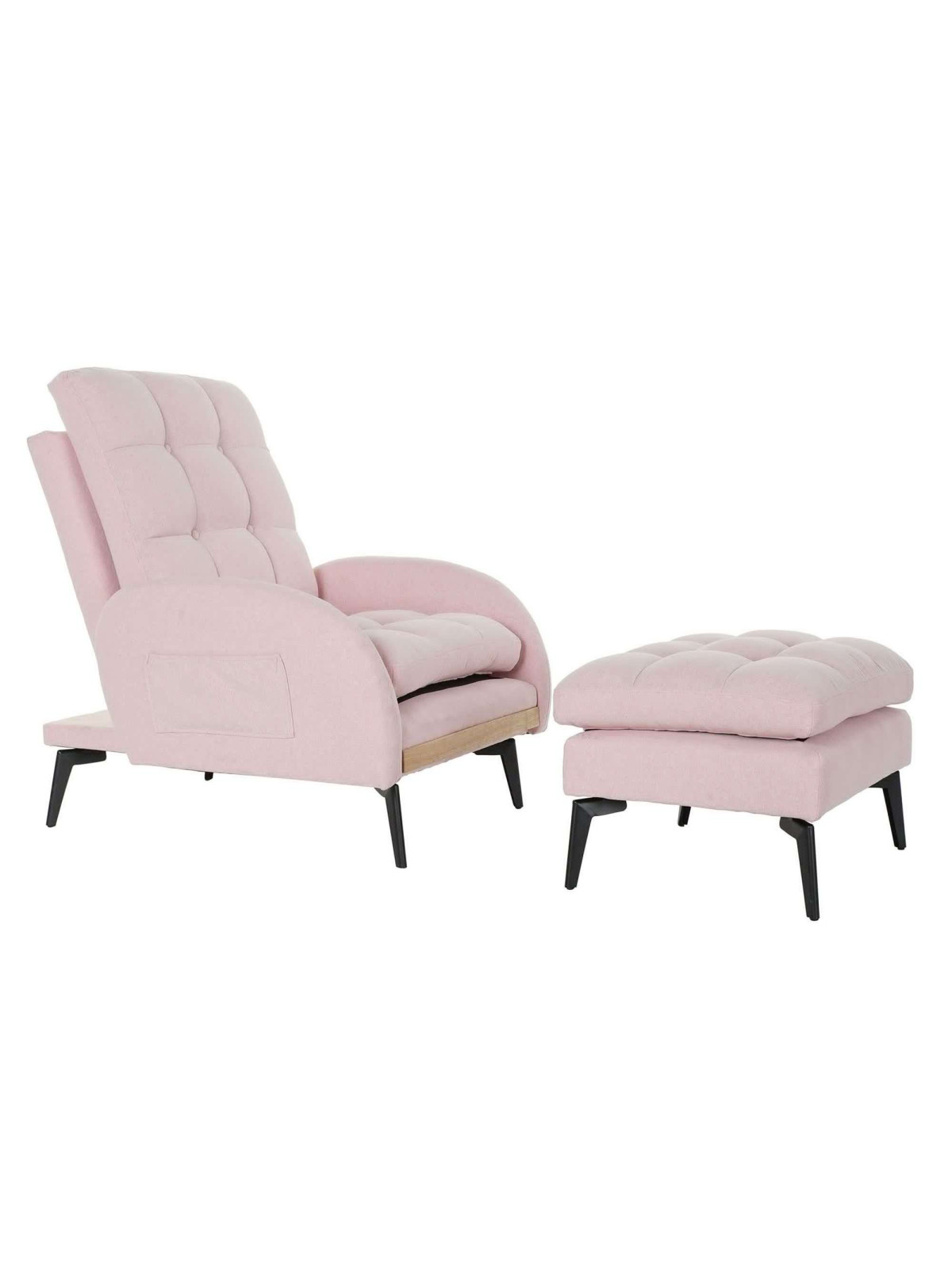 Fauteuil convertible Lydie matelassé rose poudré