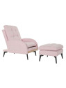 Fauteuil convertible Lydie matelassé rose poudré