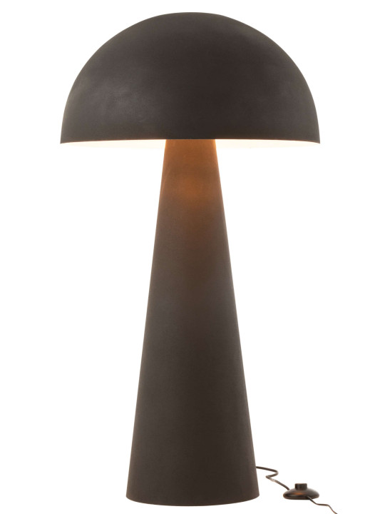 Grande lampe champignon en métal noir mat