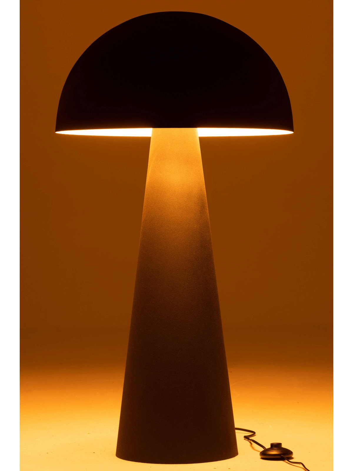 Grande lampe champignon en métal noir mat