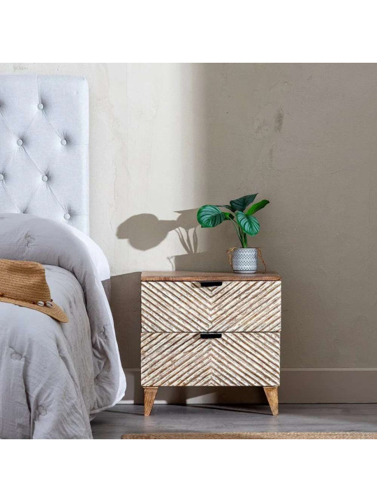 Table de chevet en bois manguier blanc