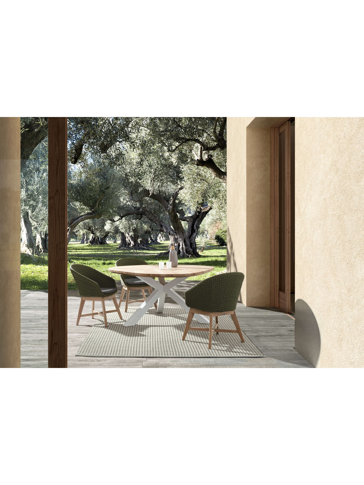 Table ronde Palmdale en Teck