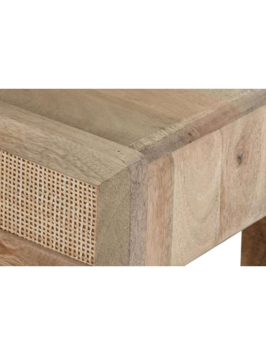 Table de chevet Almeida bois de manguier et cannage en rotin