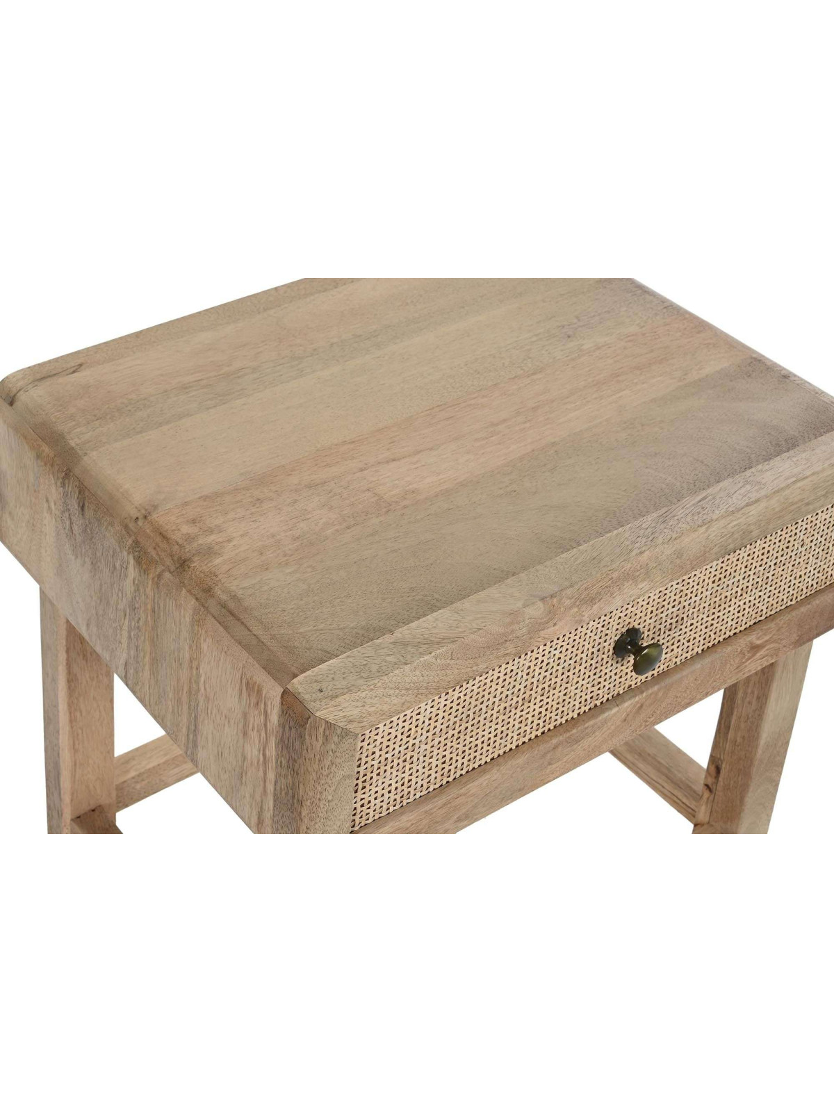 Table de chevet Almeida bois de manguier et cannage en rotin