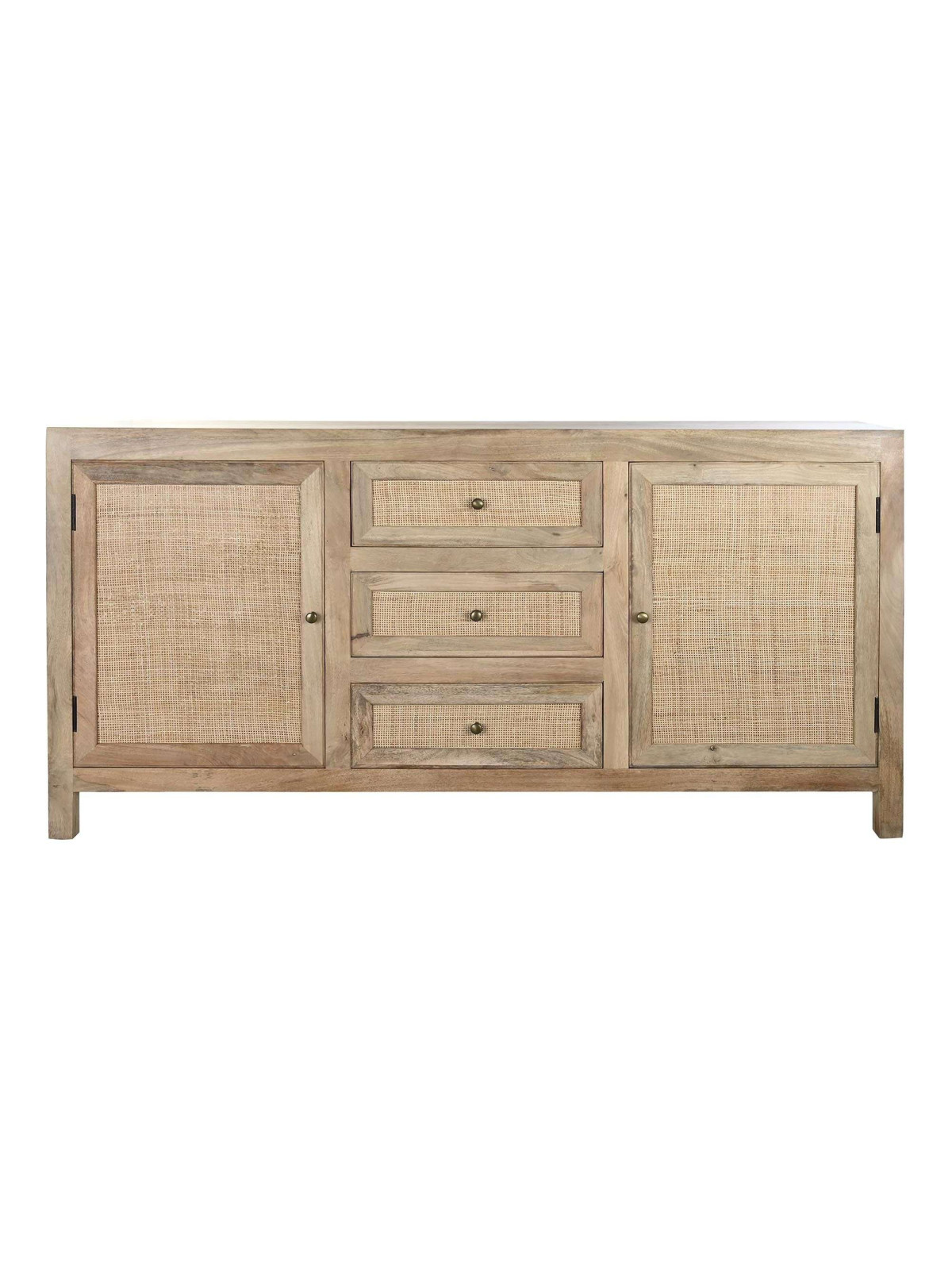 Buffet 3 tiroirs Almeida bois de manguier et cannage en rotin