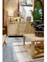 Buffet 3 tiroirs Almeida bois de manguier et cannage en rotin Buffet 3 tiroirs Almeida bois de manguier et cannage en rotin