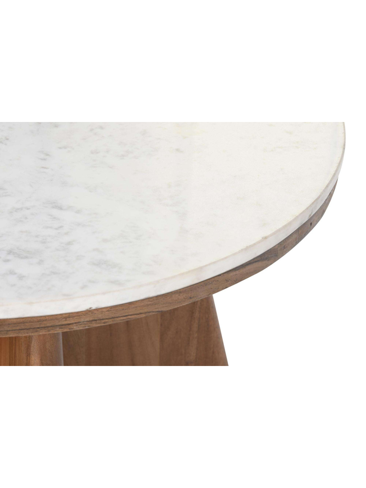 Table ronde en bois d'acacia et marbre