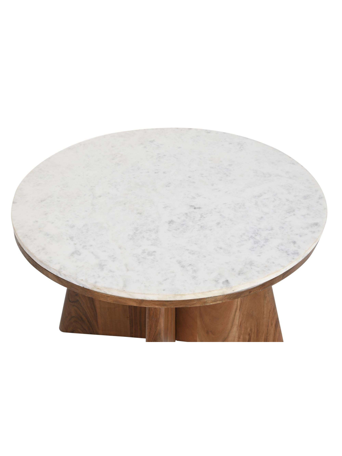 Table ronde en bois d'acacia et marbre