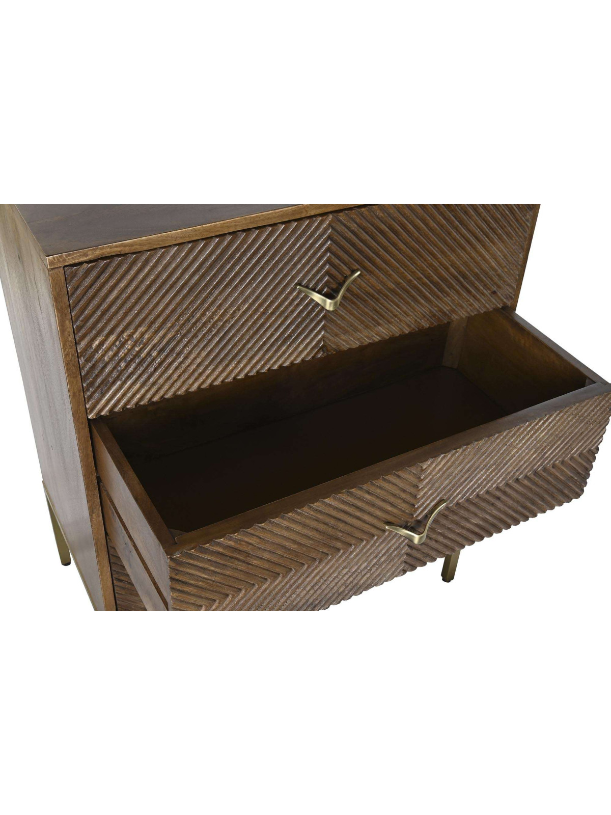 Commode graphique en bois de manguier