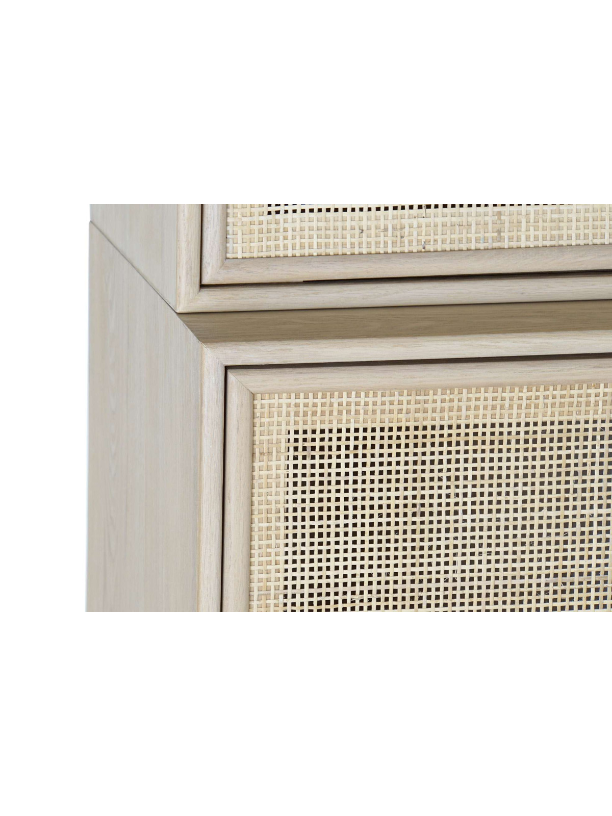Armoire vaisselier en bois de paulownia et rotin