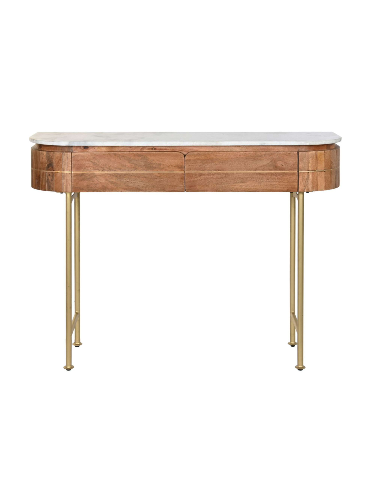Console en bois de manguier et marbre blanc