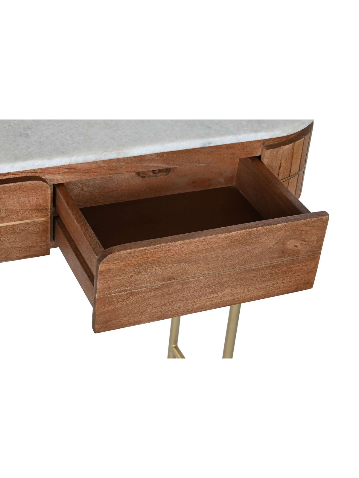 Console en bois de manguier et marbre blanc