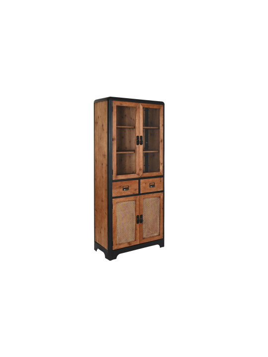 Vitrine nature marron foncé avec cannage