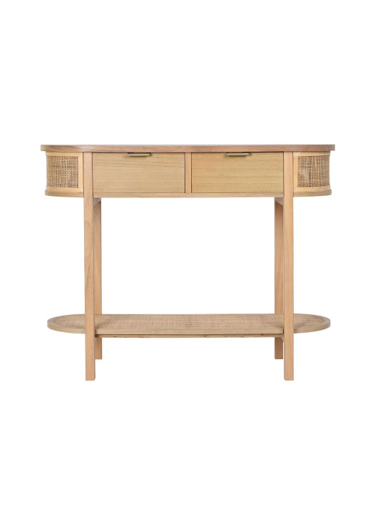 Console Aitana en bois de paulownia et rotin