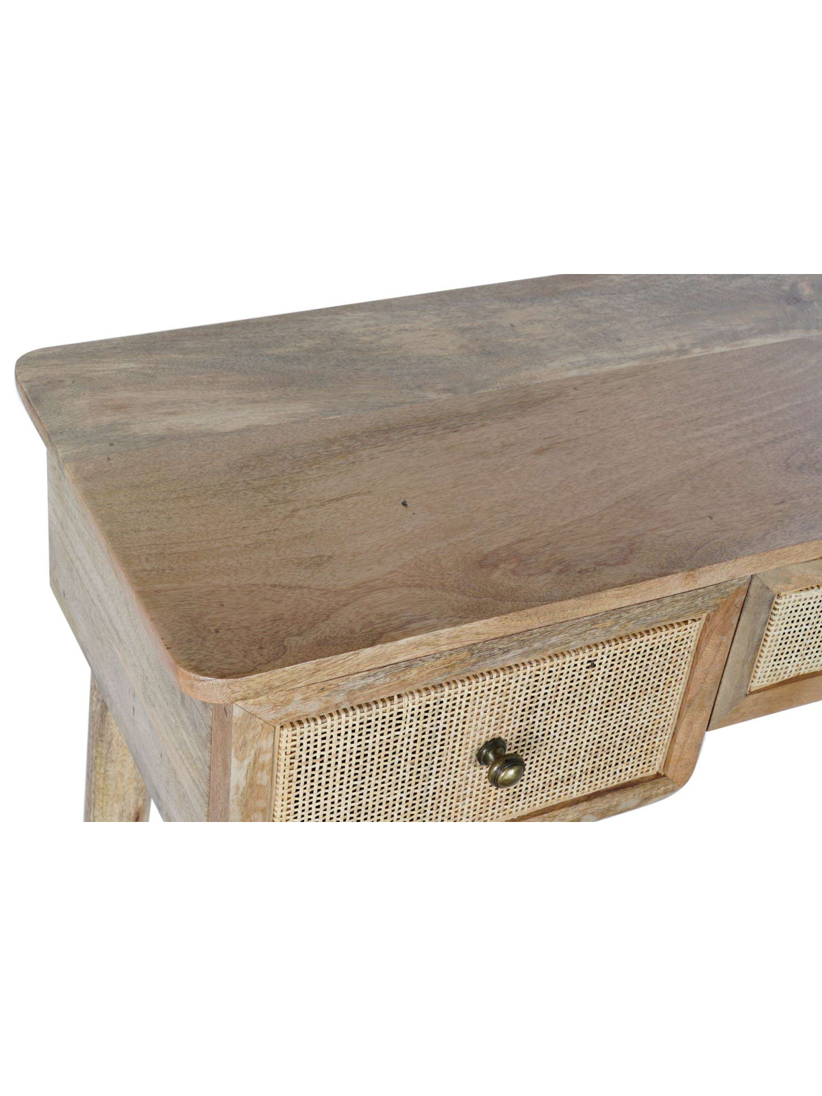 Console en bois de manguier et rotin