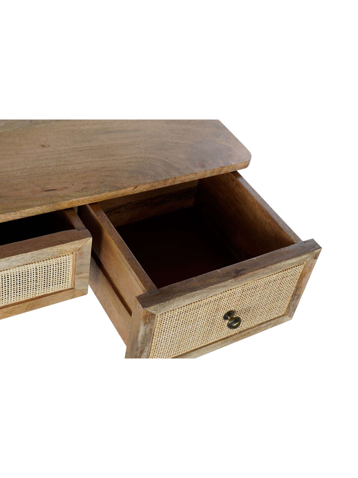 Console en bois de manguier et rotin