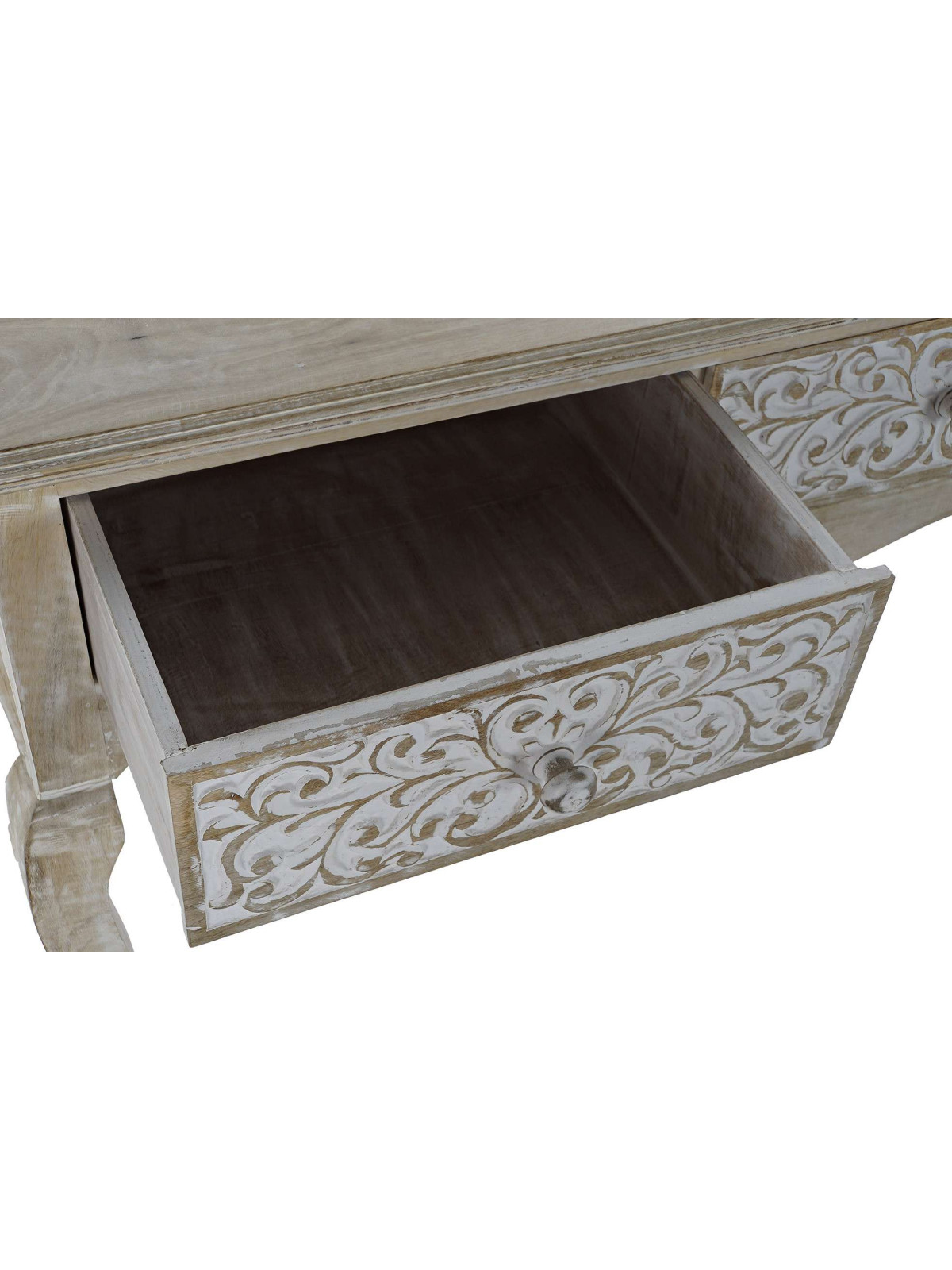 Console fleur en bois patiné