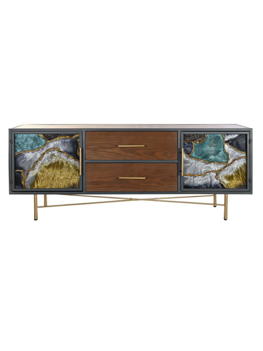 Meuble tv effet marbré en bois et verre Meuble tv effet marbré en bois et verre