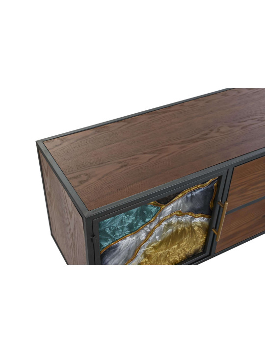 Meuble tv effet marbré en bois et verre Meuble tv effet marbré en bois et verre