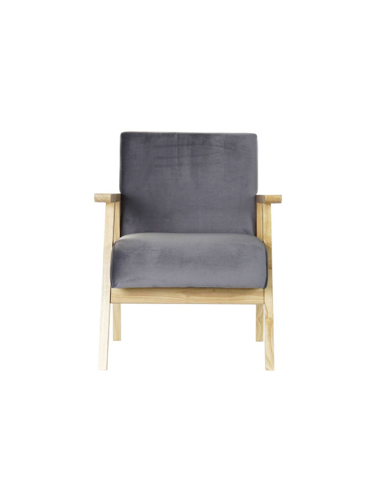 Fauteuil en bois et velours gris