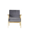 Fauteuil en bois et velours gris