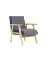 Fauteuil en bois et velours gris