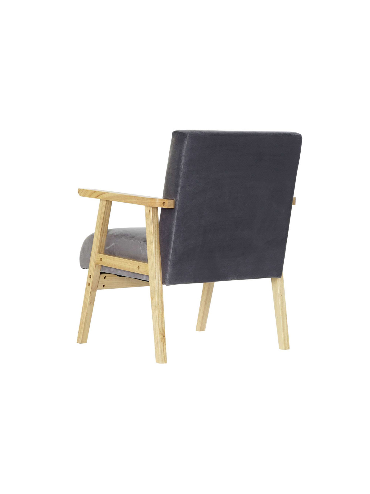 Fauteuil en bois et velours gris