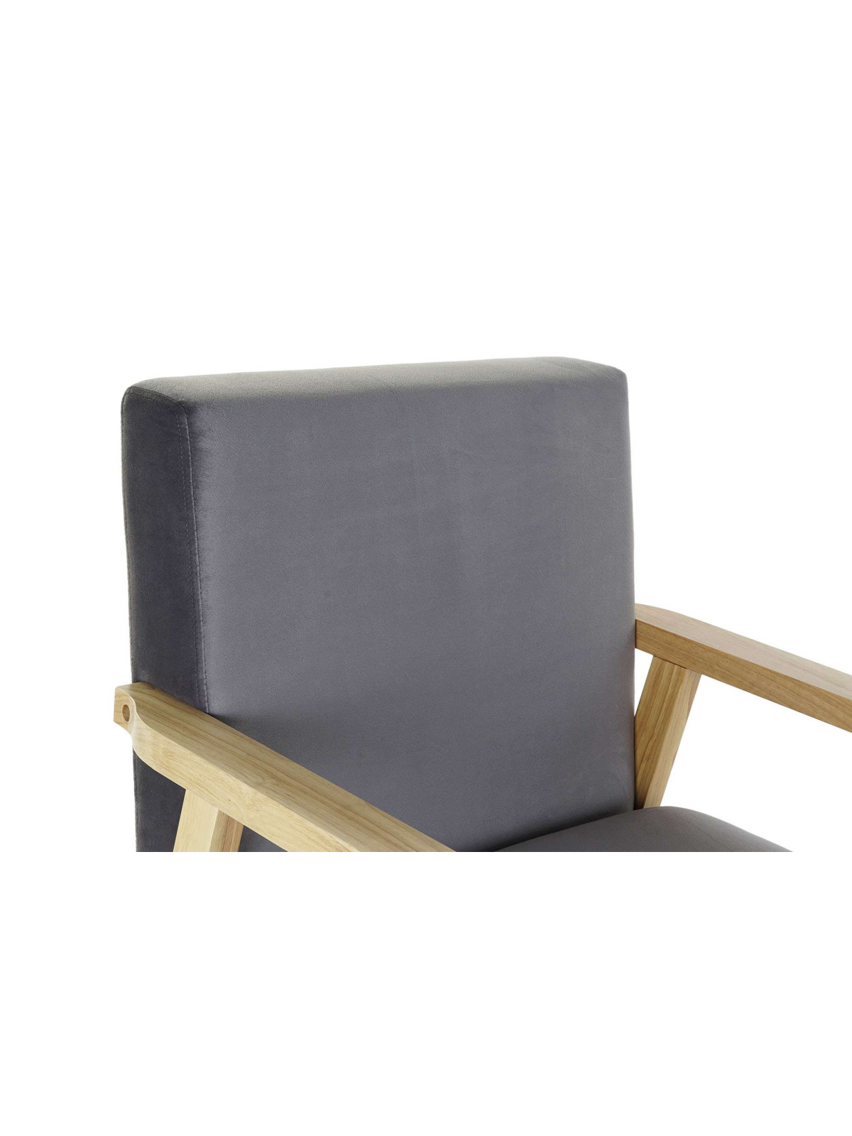 Fauteuil en bois et velours gris