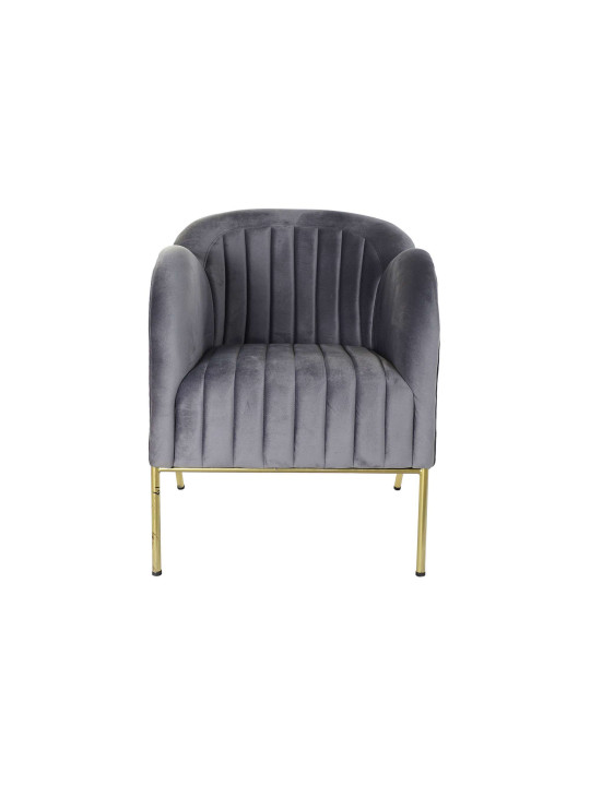 Fauteuil en métal doré et velours gris graphite Fauteuil en métal doré et velours gris graphite