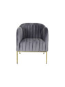 Fauteuil en métal doré et velours gris graphite Fauteuil en métal doré et velours gris graphite
