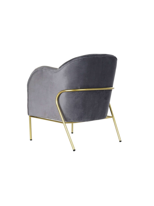 Fauteuil en métal doré et velours gris graphite Fauteuil en métal doré et velours gris graphite