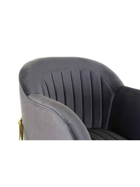 Fauteuil en métal doré et velours gris graphite